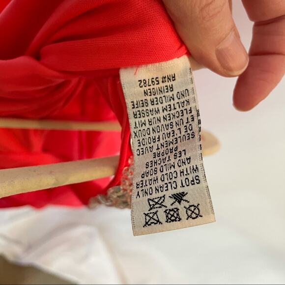 Hailey Logan Neon Orange Prom Dress Womens 4 Short Draped Barbie Mini Rhinestone - Picture 3 of 9